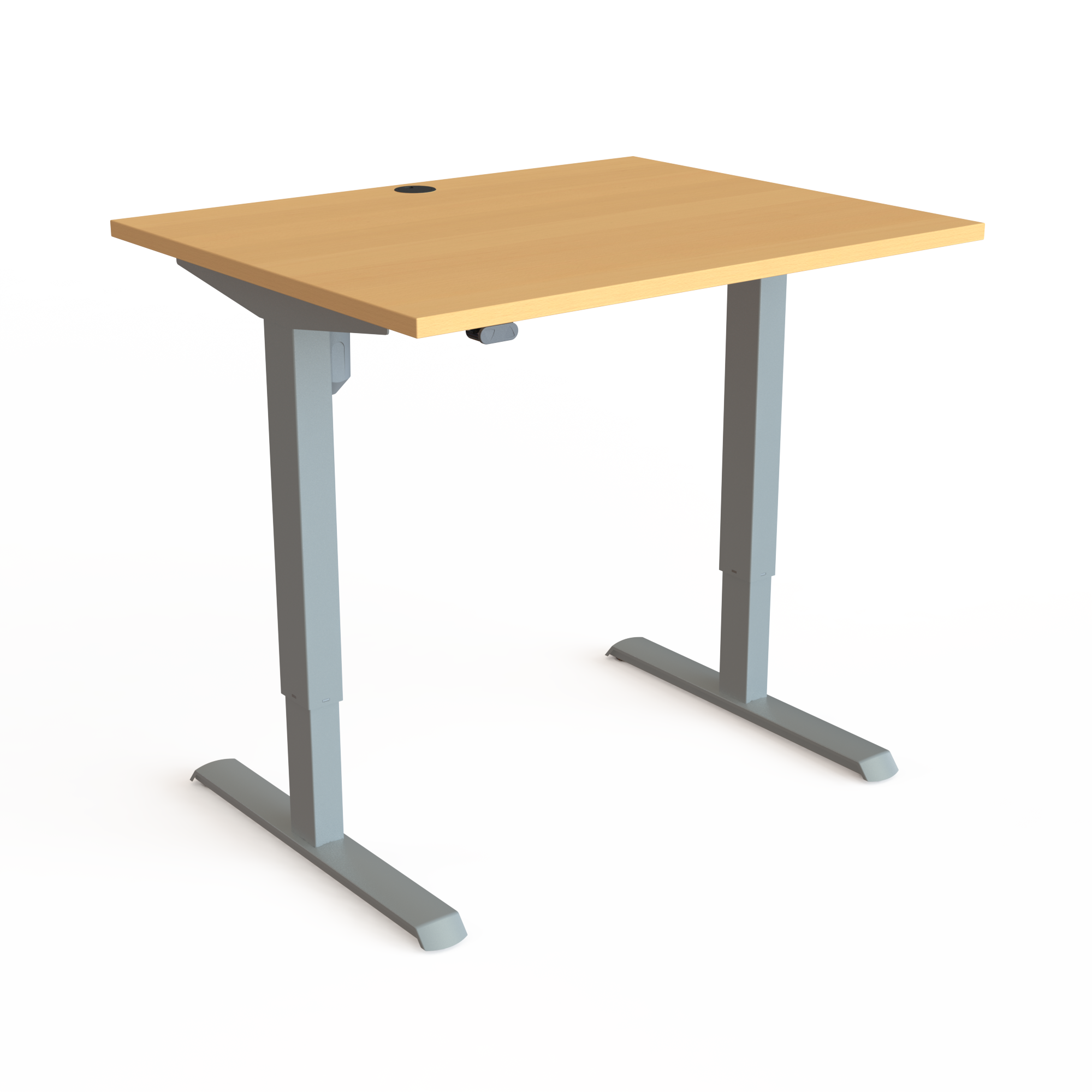 Electric Adjustable Desk | 100x80 cm | Beech with silver frame